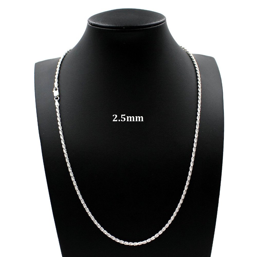 Real SOLID 925 Sterling Silver 2.5mm 24" Diamond Cut Rope Chain Necklace - Picture 1 of 6
